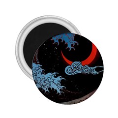 Night In The Ocean Red Waves Art Moon Dark Japanese Wave 2 25  Magnets by Perong