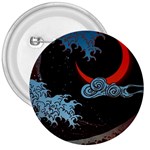 Night In The Ocean Red Waves Art Moon Dark Japanese Wave 3  Buttons Front