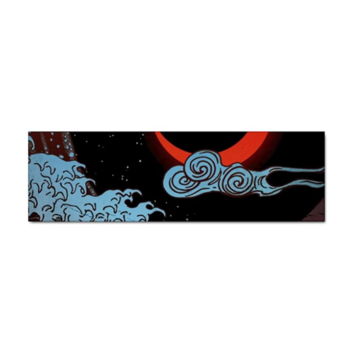 Night In The Ocean Red Waves Art Moon Dark Japanese Wave Sticker (Bumper)