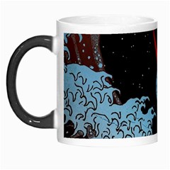 Night In The Ocean Red Waves Art Moon Dark Japanese Wave Morph Mug by Perong