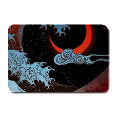 Night In The Ocean Red Waves Art Moon Dark Japanese Wave Plate Mats by Perong