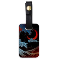 Night In The Ocean Red Waves Art Moon Dark Japanese Wave Luggage Tag (one Side) by Perong