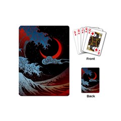 Night In The Ocean Red Waves Art Moon Dark Japanese Wave Playing Cards Single Design (mini)