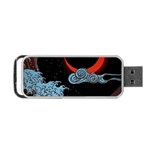 Night In The Ocean Red Waves Art Moon Dark Japanese Wave Portable USB Flash (Two Sides) Front