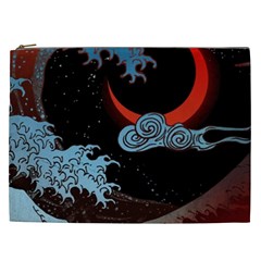 Night In The Ocean Red Waves Art Moon Dark Japanese Wave Cosmetic Bag (xxl) by Perong