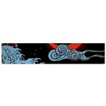 Night In The Ocean Red Waves Art Moon Dark Japanese Wave Small Premium Plush Fleece Scarf Front