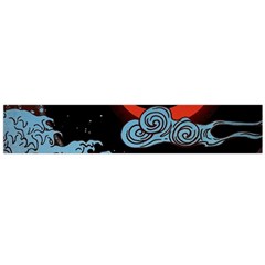 Night In The Ocean Red Waves Art Moon Dark Japanese Wave Large Premium Plush Fleece Scarf 