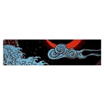 Night In The Ocean Red Waves Art Moon Dark Japanese Wave Oblong Satin Scarf (16  x 60 ) Front