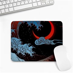 Night In The Ocean Red Waves Art Moon Dark Japanese Wave Small Mousepad by Perong