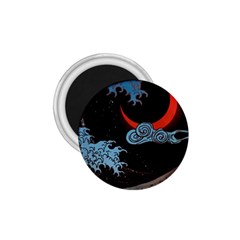 Night In The Ocean Red Waves Art Moon Dark Japanese Wave 1 75  Magnets by Perong