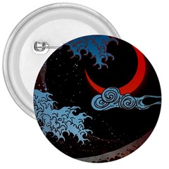 Night In The Ocean Red Waves Art Moon Dark Japanese Wave 3  Buttons by Perong