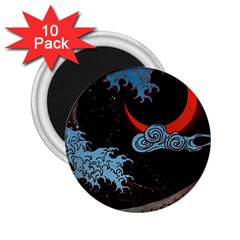 Night In The Ocean Red Waves Art Moon Dark Japanese Wave 2 25  Magnets (10 Pack)  by Perong