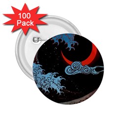 Night In The Ocean Red Waves Art Moon Dark Japanese Wave 2 25  Buttons (100 Pack)  by Perong