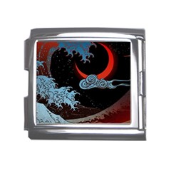 Night In The Ocean Red Waves Art Moon Dark Japanese Wave Mega Link Italian Charm (18mm)