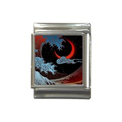 Night In The Ocean Red Waves Art Moon Dark Japanese Wave Italian Charm (13mm) by Perong