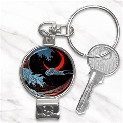 Night In The Ocean Red Waves Art Moon Dark Japanese Wave Nail Clippers Key Chain by Perong