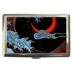 Night In The Ocean Red Waves Art Moon Dark Japanese Wave Cigarette Money Case by Perong