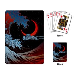 Night In The Ocean Red Waves Art Moon Dark Japanese Wave Playing Cards Single Design (rectangle)