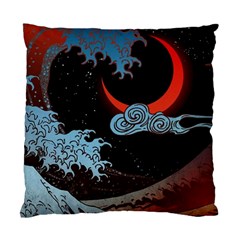 Night In The Ocean Red Waves Art Moon Dark Japanese Wave Standard Cushion Case (two Sides)