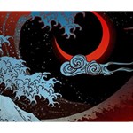 Night In The Ocean Red Waves Art Moon Dark Japanese Wave Deluxe Canvas 14  x 11  (Stretched) 14  x 11  x 1.5  Stretched Canvas