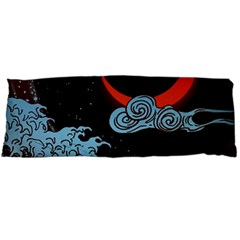 Night In The Ocean Red Waves Art Moon Dark Japanese Wave Body Pillow Case (dakimakura) by Perong