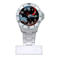 Night In The Ocean Red Waves Art Moon Dark Japanese Wave Plastic Nurses Watch by Perong