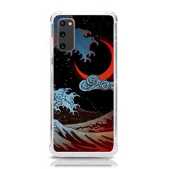 Night In The Ocean Red Waves Art Moon Dark Japanese Wave Samsung Galaxy S20 6 2 Inch Tpu Uv Case by Perong