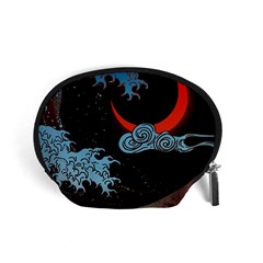 Night In The Ocean Red Waves Art Moon Dark Japanese Wave Accessory Pouch (small) by Perong