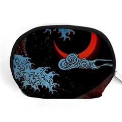 Night In The Ocean Red Waves Art Moon Dark Japanese Wave Accessory Pouch (medium) by Perong