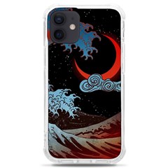 Night In The Ocean Red Waves Art Moon Dark Japanese Wave Iphone 12 Mini Tpu Uv Print Case	 by Perong