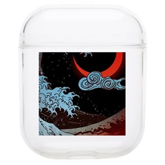 Night In The Ocean Red Waves Art Moon Dark Japanese Wave Soft Tpu Airpods 1/2 Case by Perong