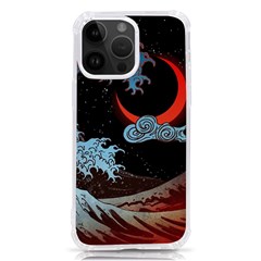 Night In The Ocean Red Waves Art Moon Dark Japanese Wave Iphone 14 Pro Max Tpu Uv Print Case by Perong