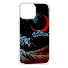 Night In The Ocean Red Waves Art Moon Dark Japanese Wave Iphone 13 Pro Max Tpu Uv Print Case by Perong