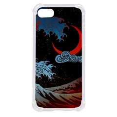 Night In The Ocean Red Waves Art Moon Dark Japanese Wave Iphone Se by Perong