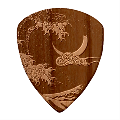 Night In The Ocean Red Waves Art Moon Dark Japanese Wave Wood Guitar Pick (set Of 10)