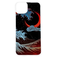 Night In The Ocean Red Waves Art Moon Dark Japanese Wave Iphone 15 Pro Tpu Uv Print Case