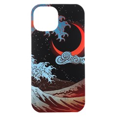 Night In The Ocean Red Waves Art Moon Dark Japanese Wave Iphone 15 Plus Black Uv Print Pc Hardshell Case by Perong