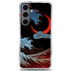 Night In The Ocean Red Waves Art Moon Dark Japanese Wave Samsung Galaxy S24 6 2 Inch Tpu Uv Case by Perong