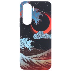 Night In The Ocean Red Waves Art Moon Dark Japanese Wave Samsung Galaxy S24 Plus 6 7 Inch Black Tpu Uv Case by Perong