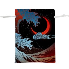 Night In The Ocean Red Waves Art Moon Dark Japanese Wave Lightweight Drawstring Pouch (xl)