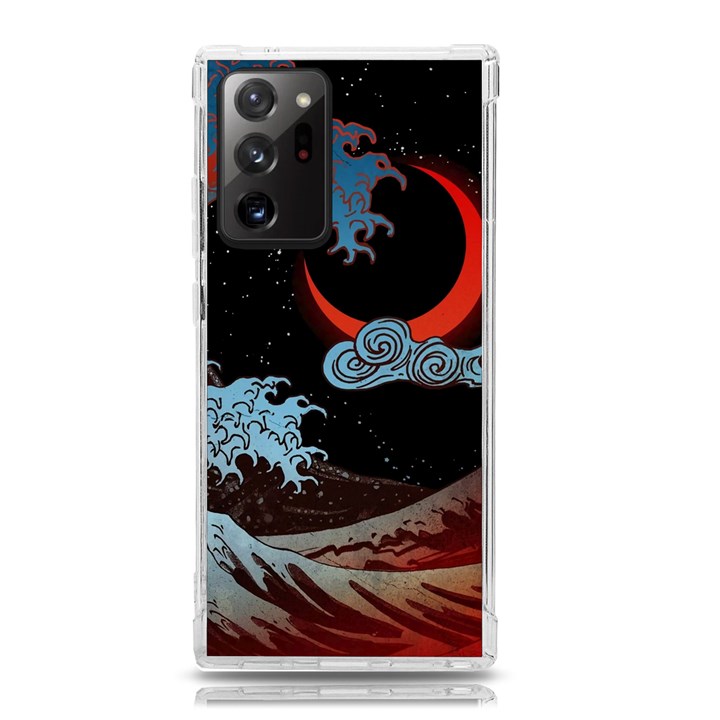 Night In The Ocean Red Waves Art Moon Dark Japanese Wave Samsung Galaxy Note 20 Ultra TPU UV Case