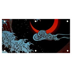 Night In The Ocean Red Waves Art Moon Dark Japanese Wave Banner And Sign 6  X 3  by Perong