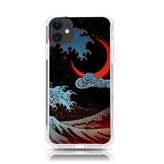 Night In The Ocean Red Waves Art Moon Dark Japanese Wave Iphone 11 Tpu Uv Print Case by Perong