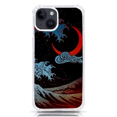 Night In The Ocean Red Waves Art Moon Dark Japanese Wave Iphone 14 Tpu Uv Print Case by Perong