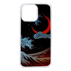 Night In The Ocean Red Waves Art Moon Dark Japanese Wave Iphone 14 Pro Max Tpu Uv Print Case by Perong