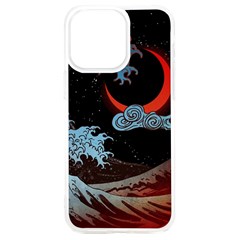 Night In The Ocean Red Waves Art Moon Dark Japanese Wave Iphone 15 Plus Tpu Uv Print Case by Perong