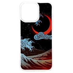 Night In The Ocean Red Waves Art Moon Dark Japanese Wave Iphone 15 Pro Max Tpu Uv Print Case by Perong