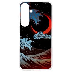 Night In The Ocean Red Waves Art Moon Dark Japanese Wave Samsung Galaxy S24 Ultra 6 9 Inch Tpu Uv Case by Perong