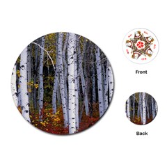 White Birch Trees Autumn Playing Cards Single Design (round)