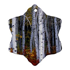 White Birch Trees Autumn Ornament (snowflake) by Perong